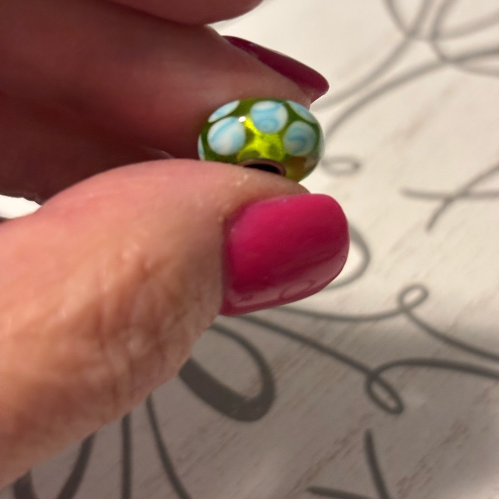 Trollbeads Green and Blue Glass Charm